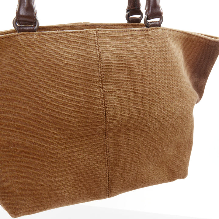 BOTTEGA VENETA gradient ombre brown canvas Intrecciato woven leather handle bag