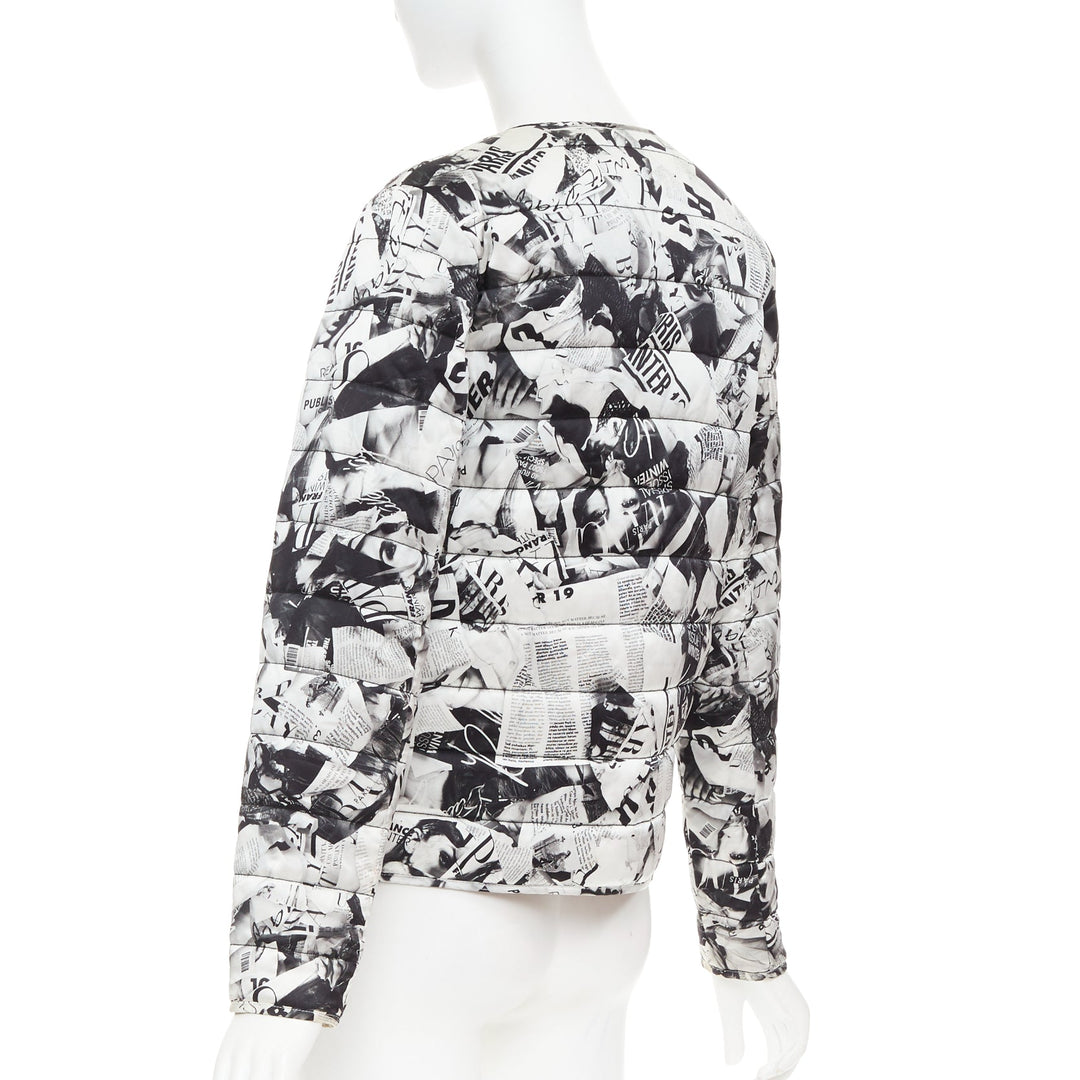 BALENCIAGA Demna 2019 black white magazine tabloid print padded coat FR34 XS