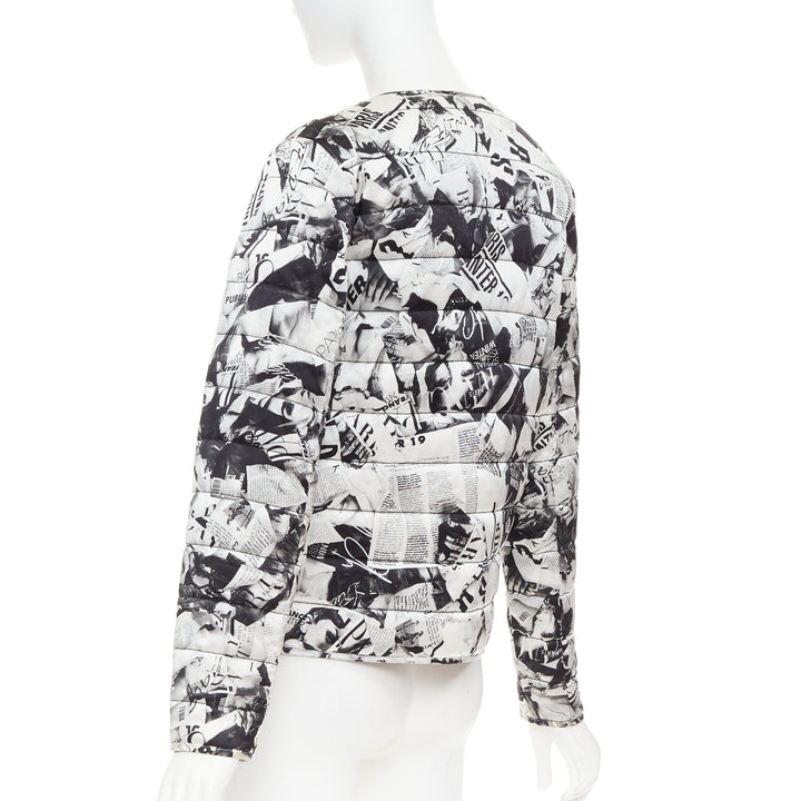 BALENCIAGA Demna 2019 black white magazine tabloid print padded coat FR34 XS