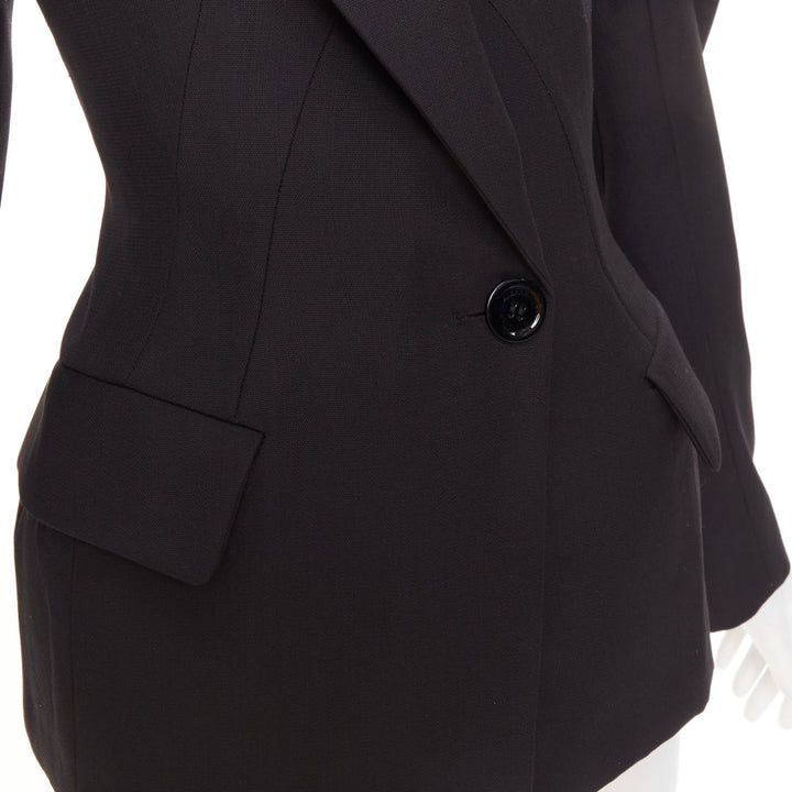 ALEXANDRE VAUTHIER COUTURE black wasp waist power padded shoulder blazer jacket