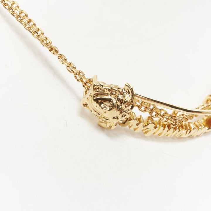 VERSACE Medusa Safety Pin pendant gold tone nickel short necklace choker