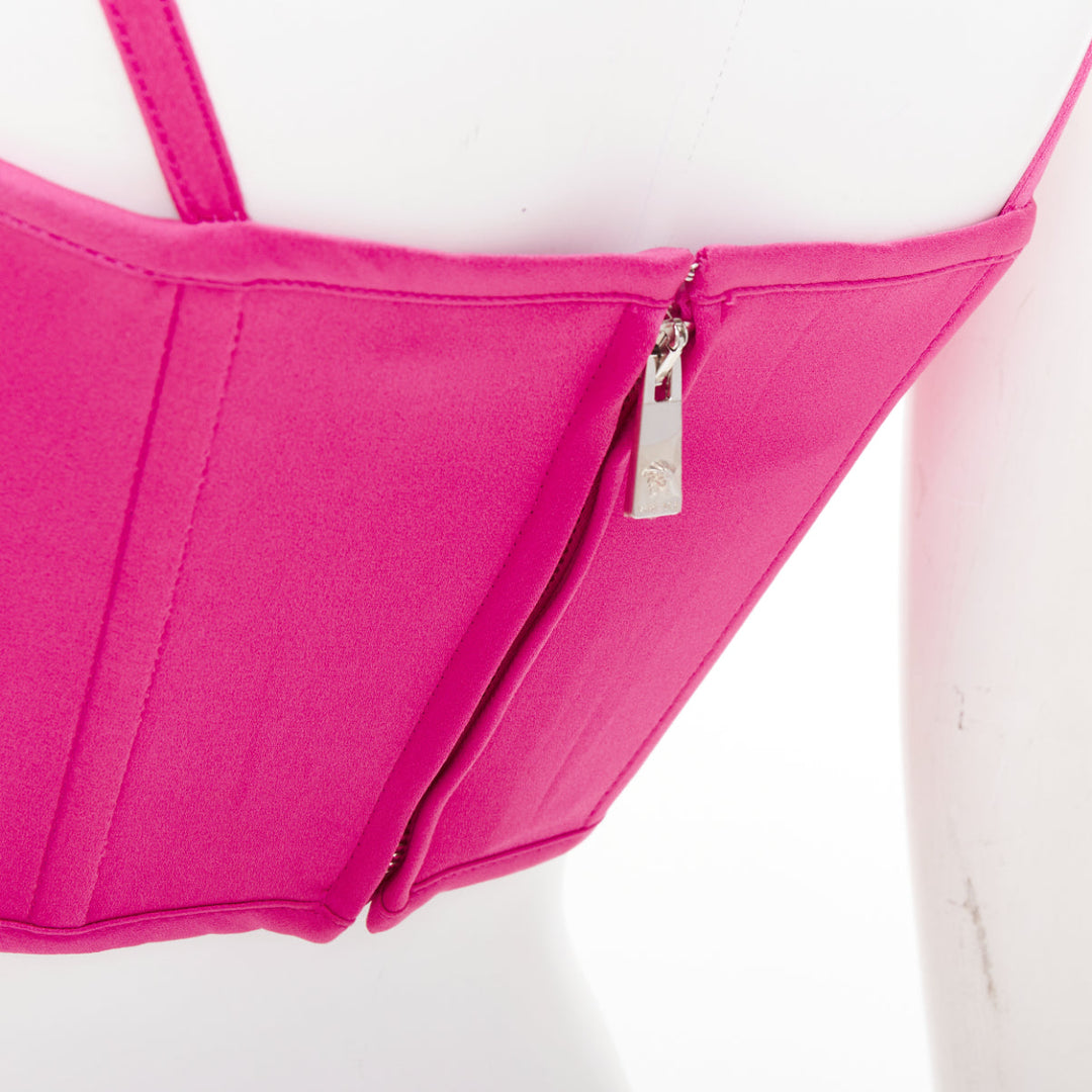 new VERSACE Medusa '95 Satin Waterlilly fuschia pink boned bustier top IT38 XS