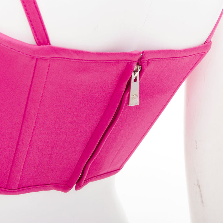 new VERSACE Medusa '95 Satin Waterlilly fuschia pink boned bustier top IT38 XS