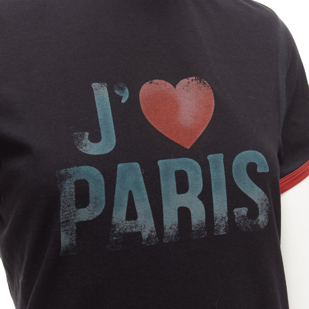 rare DIOR Valentines black red J'adior Paris vintage print ringer tshirt XS