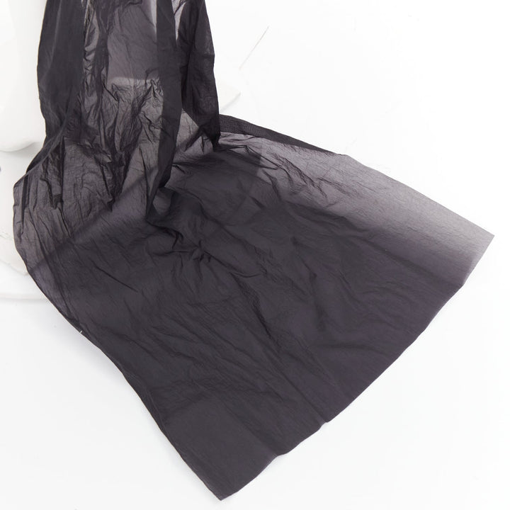 PRADA 2023 Runway black crinkled Re-Nylon crepe rosette draped slip gown IT38 XS