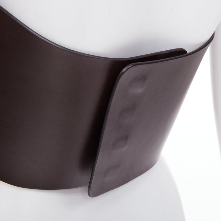 FENDI 2021 Runway brown molded leather curved neckline corset bustier top S