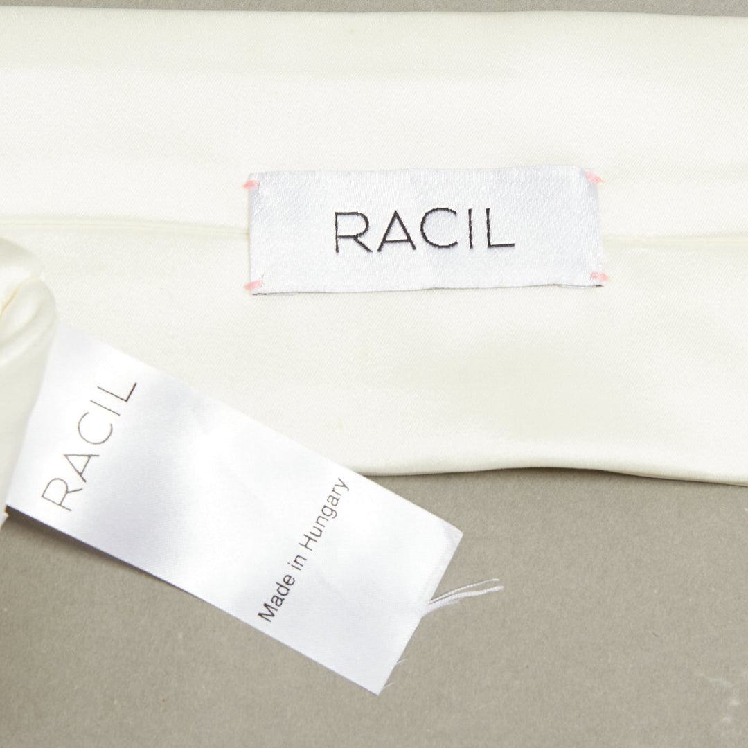 RACIL ivory crepe plunging V-neck halter ruched empire waist midi dress IT38 XS