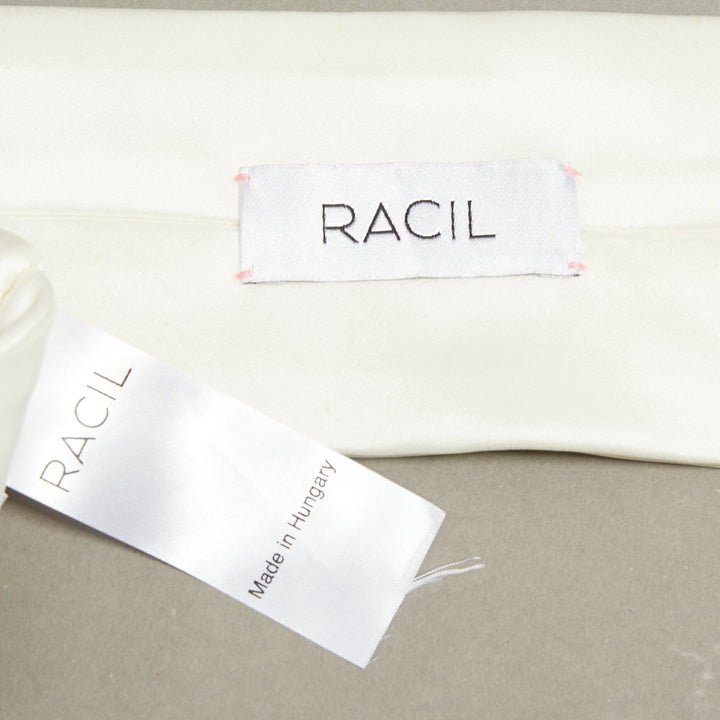 RACIL ivory crepe plunging V-neck halter ruched empire waist midi dress IT38 XS