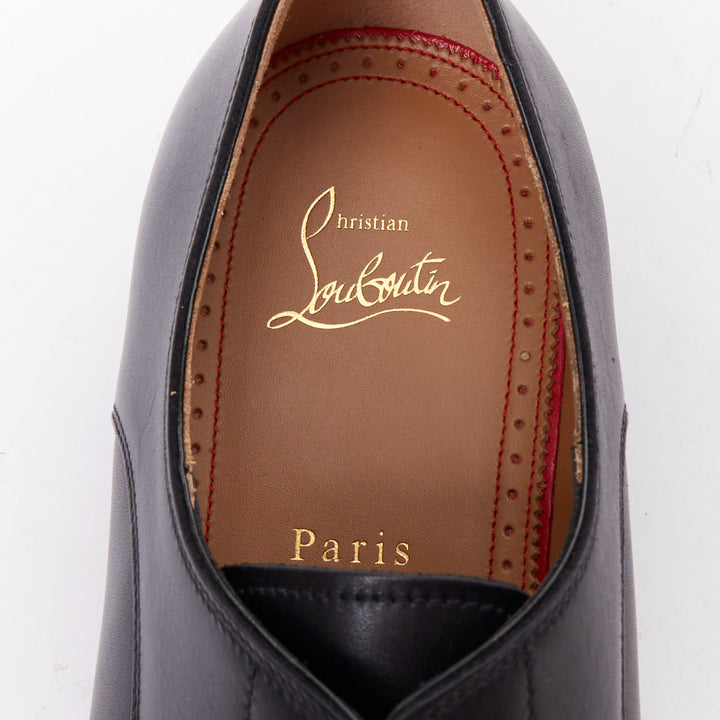 CHRISTIAN LOUBOUTIN Maltese black silver stud toe lace derby brogue EU42.5