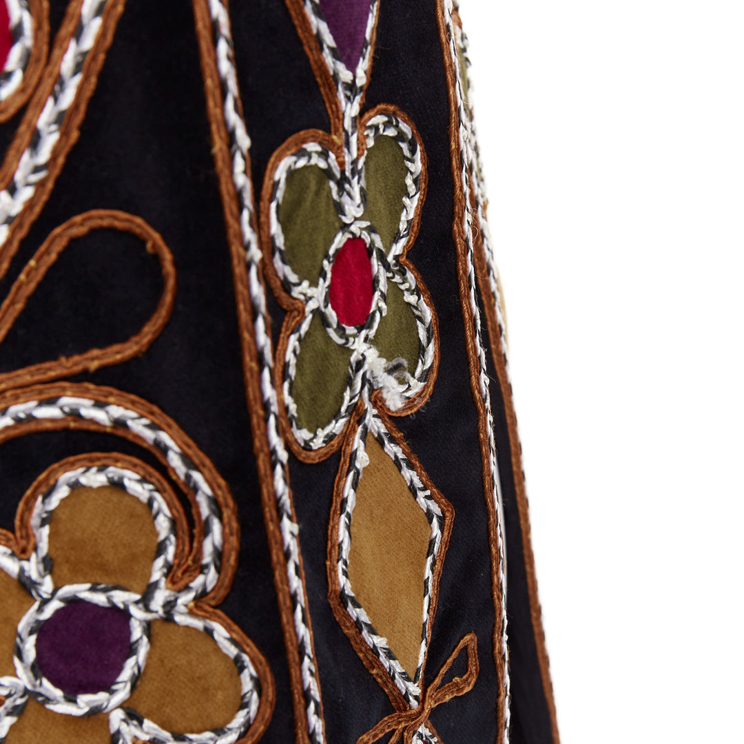 DIOR 2021 Runway black velvet  Folkloric Heart Velvet embroidered gilet FR34 XS