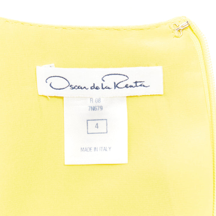 OSCAR DE LA RENTA R08 yellow cotton silk sleeveless drop waist dress US4 XXS