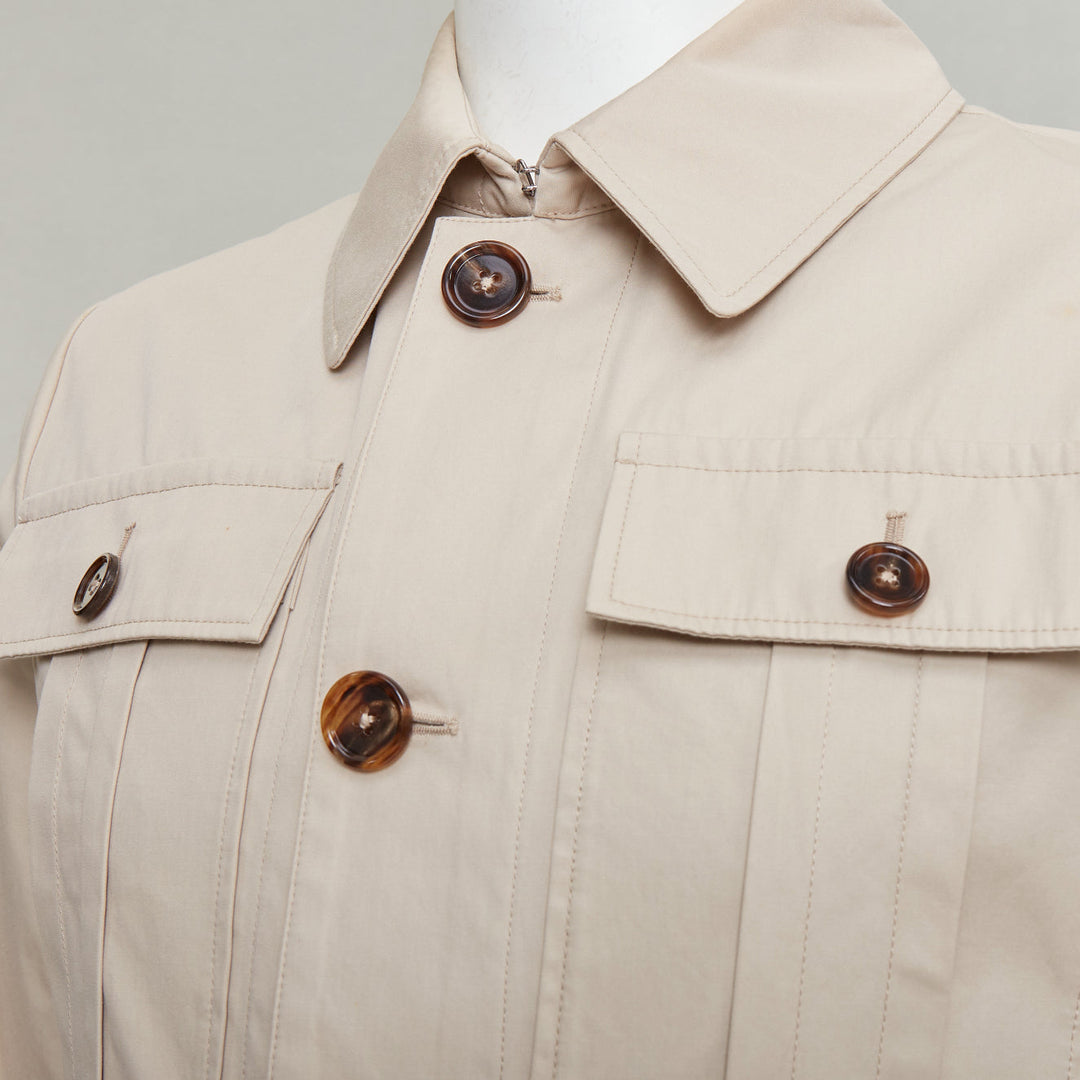 DOLCE GABBANA beige cotton brown horn buttons pockets field jacket IT44 XS