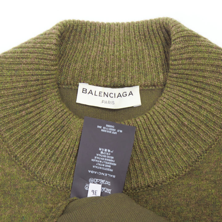 BALENCIAGA 2016 moss green wool blend boxy sweater dress FR36 S