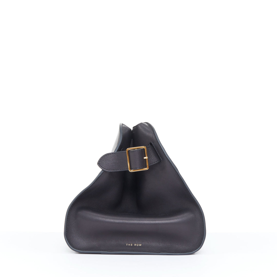 THE ROW 2024 Margaux East West Clutch black saddle leather handbag