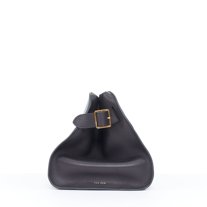THE ROW 2024 Margaux East West Clutch black saddle leather handbag