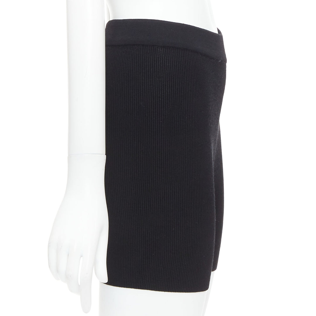 JACQUEMUS black viscose blend minimal knitted cyclist shorts FR36 S