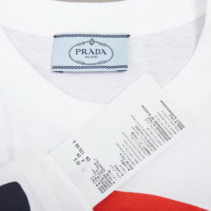 PRADA 2014 red yellow blue rainbow beaded eyelashes face cotton tshirt S