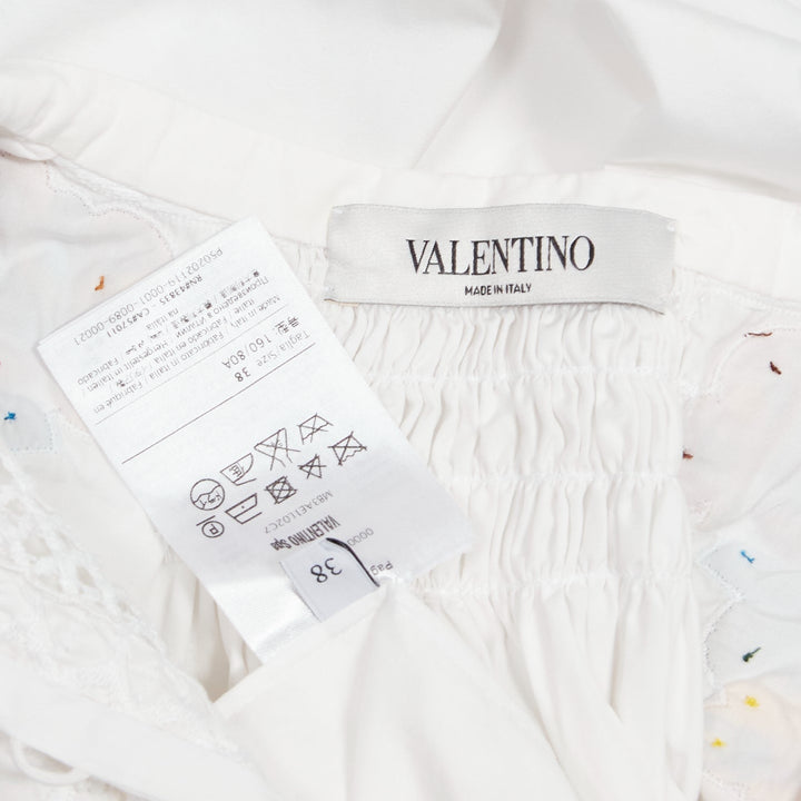 VALENTINO 2017 Runway white butterfly species embroidery boho blouse  IT38 XS