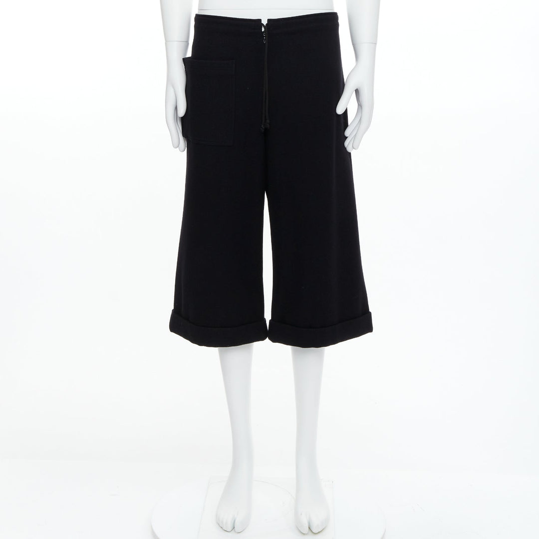 YOHJI YAMAMOTO Y's black 100% wool drawstring pocketed front shorts JP4 XL