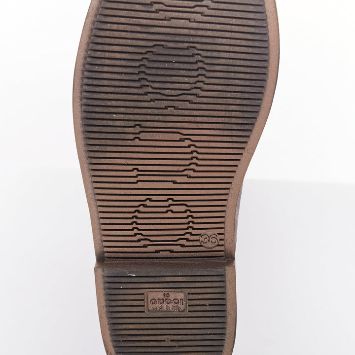 GUCCI bronze GG logo monogram rubber flat tall rainboots EU36