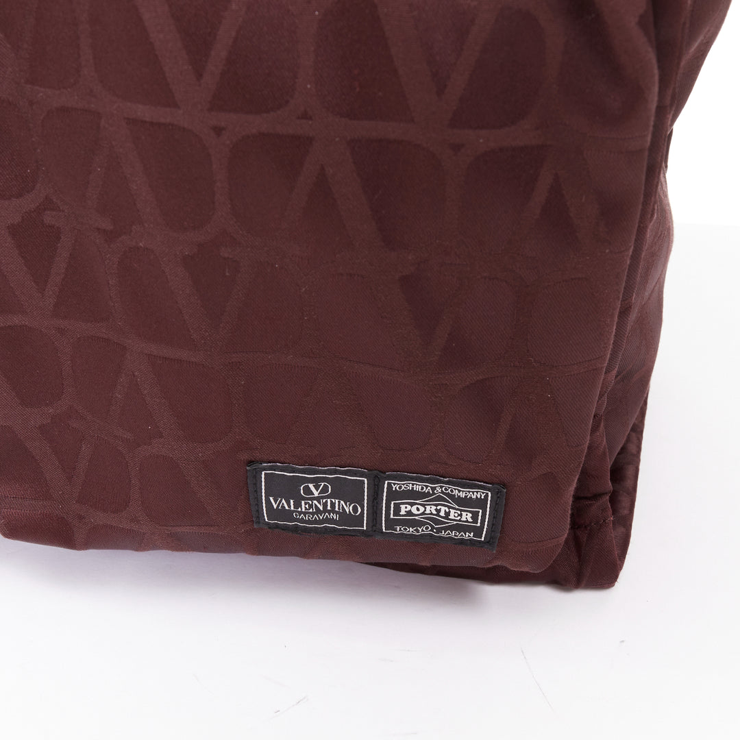 rare VALENTINO PORTER 2024 Runway burgundy nylon VLOGO top handle crossbody tote