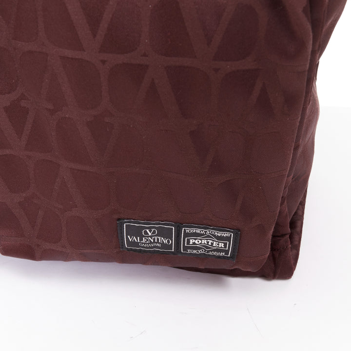 rare VALENTINO PORTER 2024 Runway burgundy nylon VLOGO top handle crossbody tote
