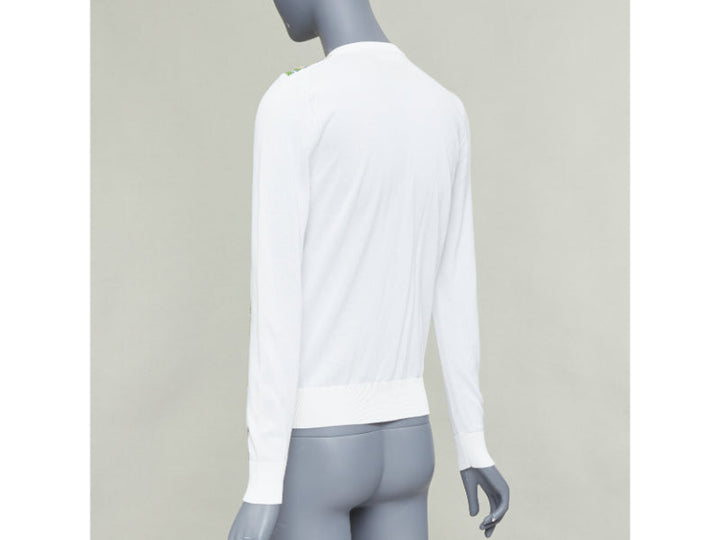 DOLCE GABBANA Majolica print embroidery anglais lace cream cardigan IT40 S