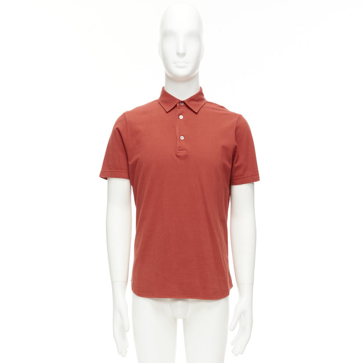 LORO PIANA 100% cotton brick red 3 buttons collared polo shirt S