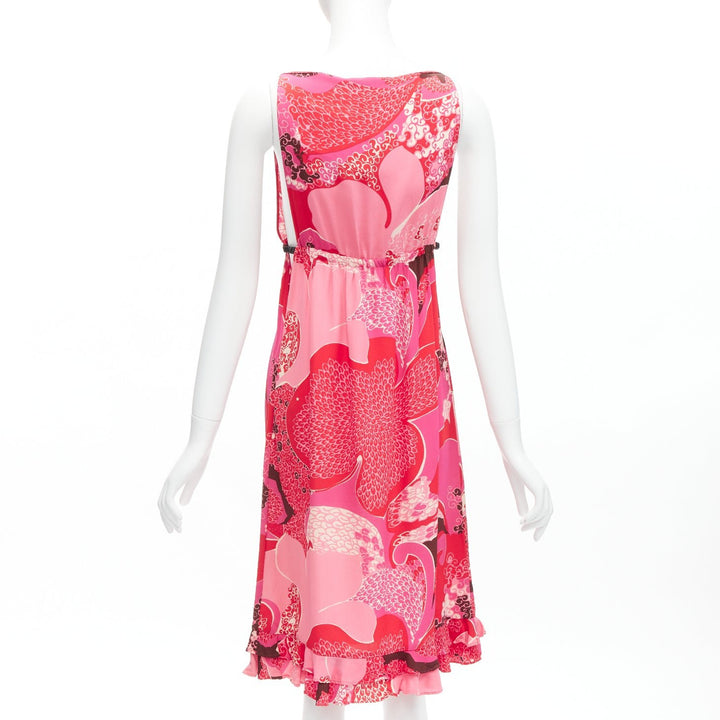 GUCCI TOM FORD 1999 Vintage Runway pink floral cutout leather strap dress IT42 M