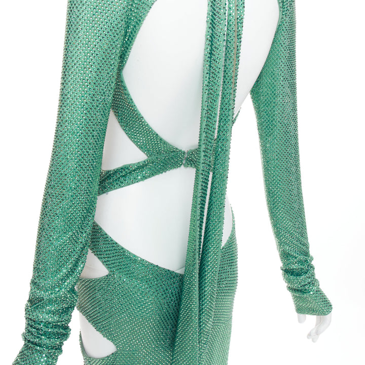rare ALEXANDRE VAUTHIER COUTURE SS2020 Runway green strass crystal  cut out gown