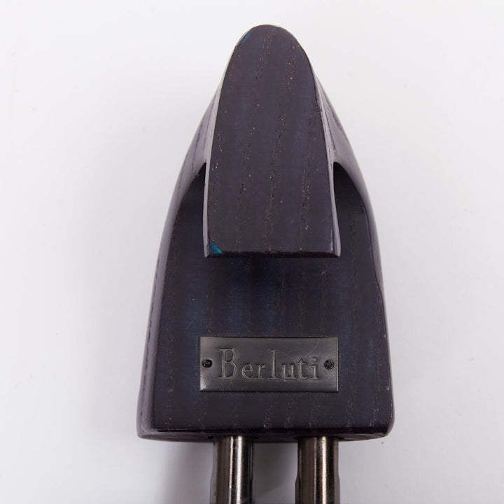 BERLUTI dark blue wooden carved logo shoe tree shape holder UK7 EU41