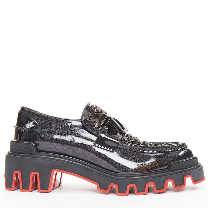 rare CHRISTIAN LOUBOUTIN MARVEL The Amazing Loubi Flat Cosmos black loafer EU41