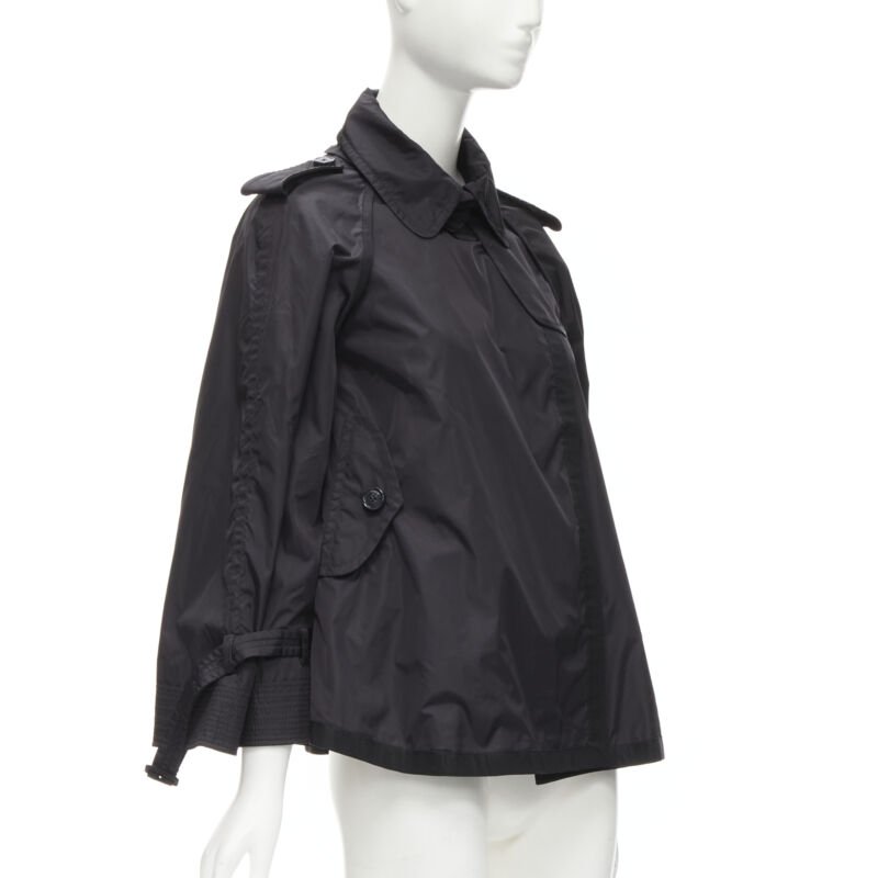 MONCLER Yukiko Giubbotto black snap buttons collared windbreaker poncho Sz.0 XS