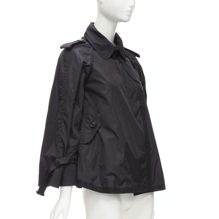 MONCLER Yukiko Giubbotto black snap buttons collared windbreaker poncho Sz.0 XS