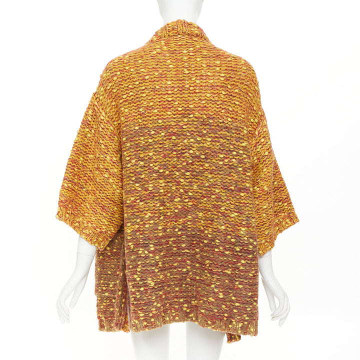 CHANEL 2014 Runway marigold yellow heavy knit oversized cardigan coat FR36 S