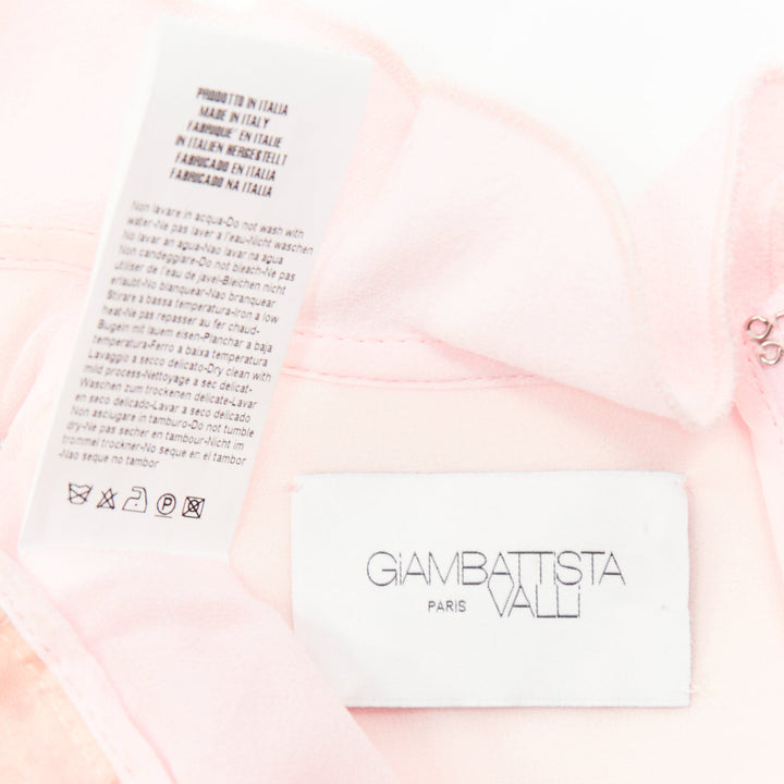 GIAMBATTISTA VALLI pink cotton crepe ruffle lace insert fit flare dress IT42 M