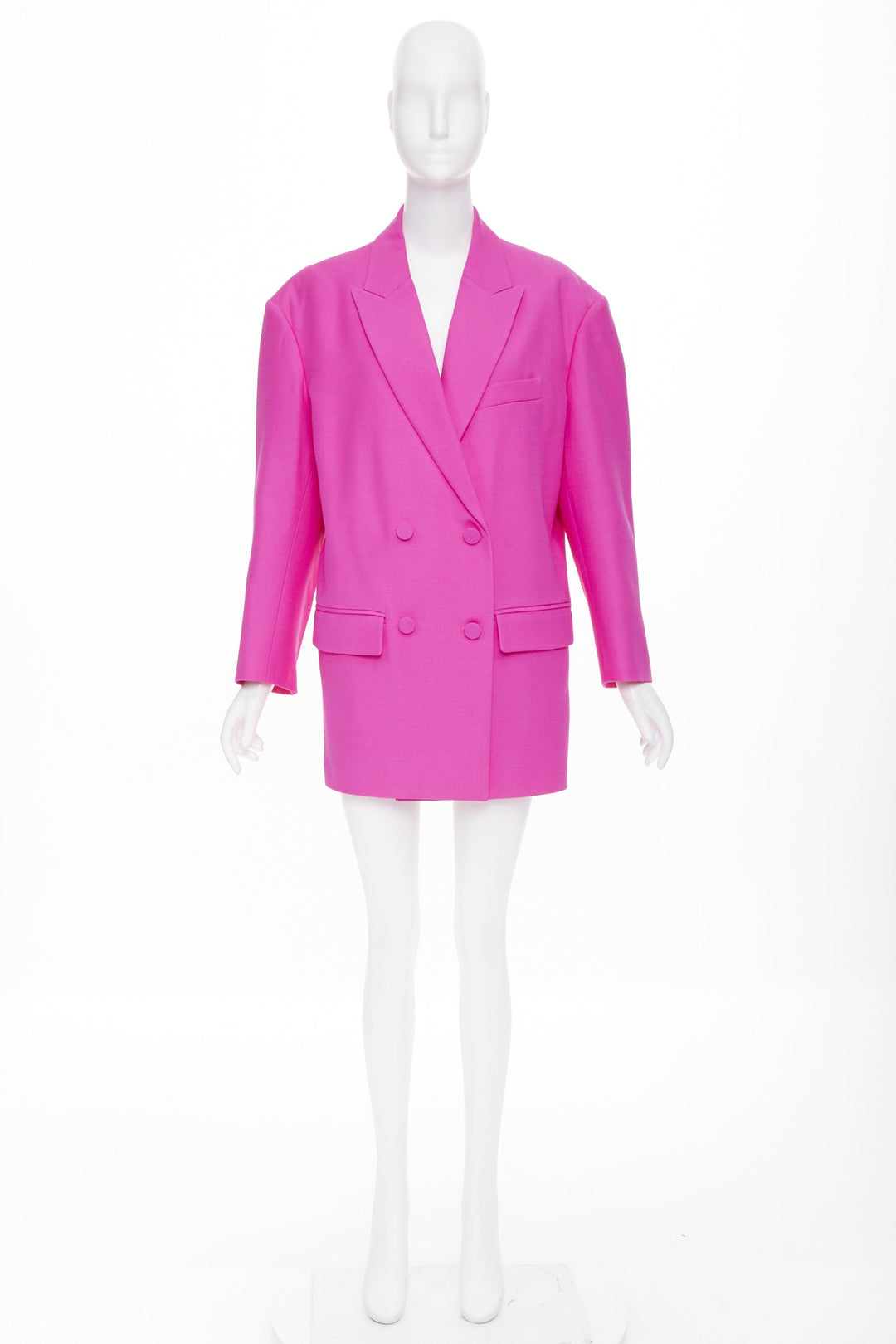 VALENTINO 2022 Runway Pink PP Oversized blazer pink wool silk jacket IT36 XS