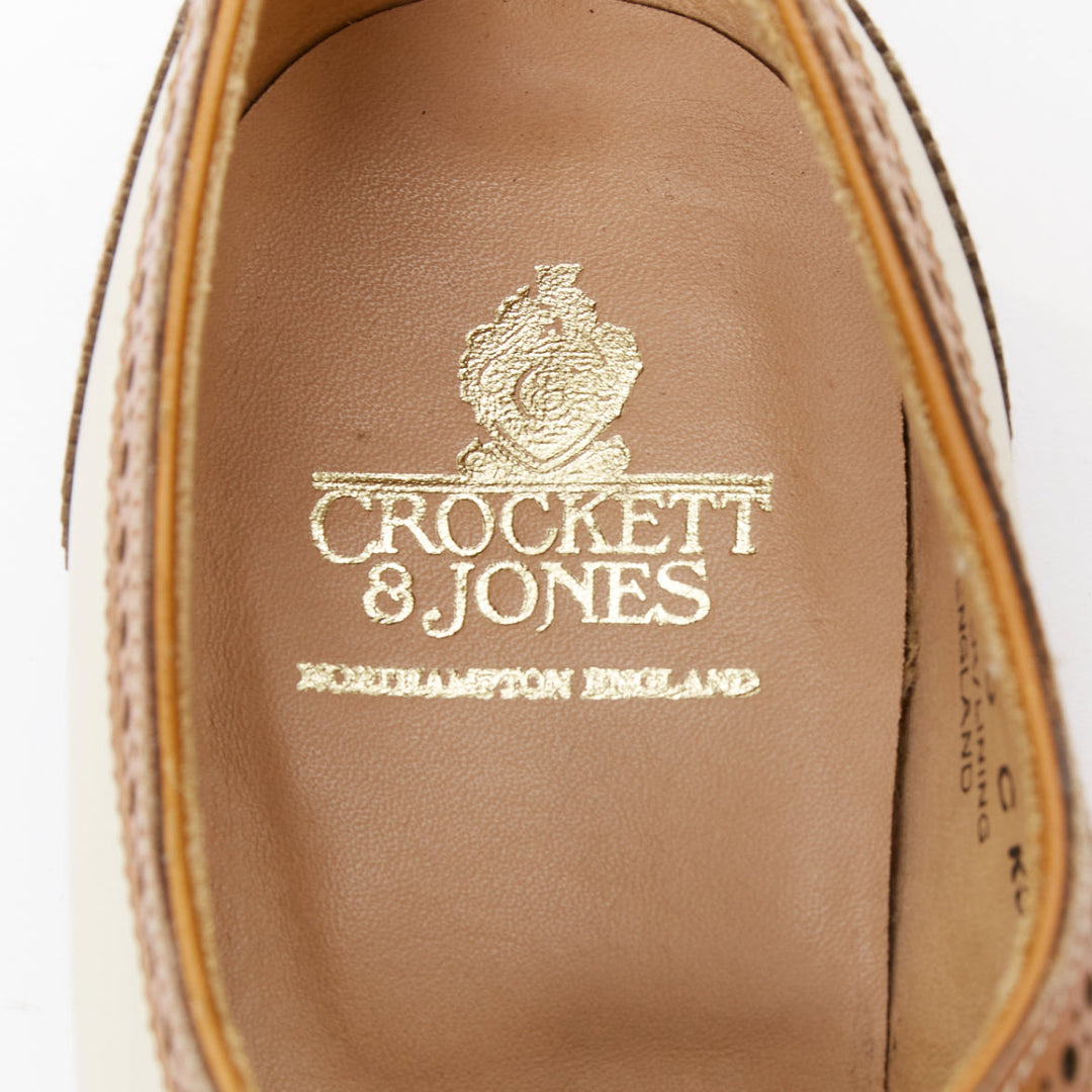 CROCKETT AND JONES Alice brown nude leather wingtip brogue oxford UK7 EU40