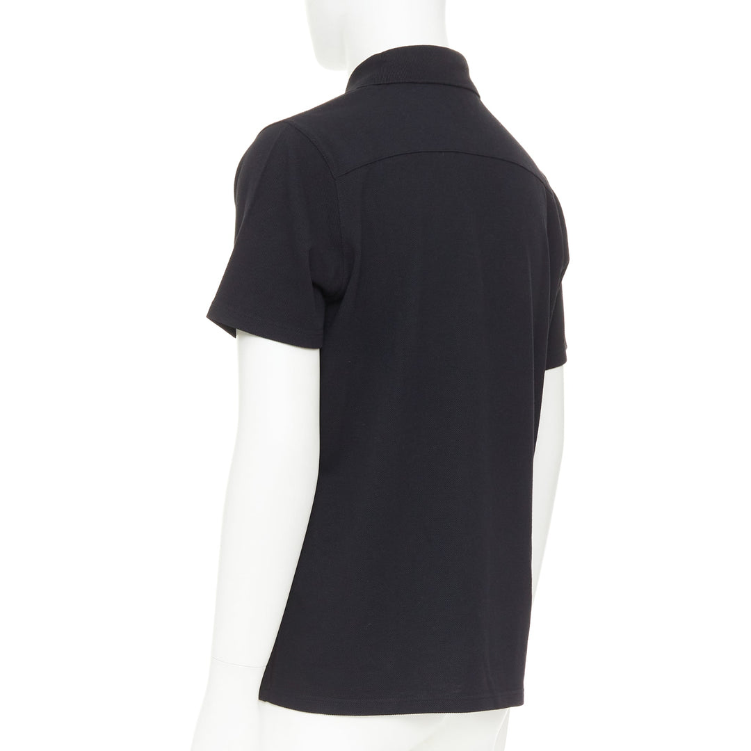 PRADA Linea Rossa black cotton pique red pull half zip polo shirt L