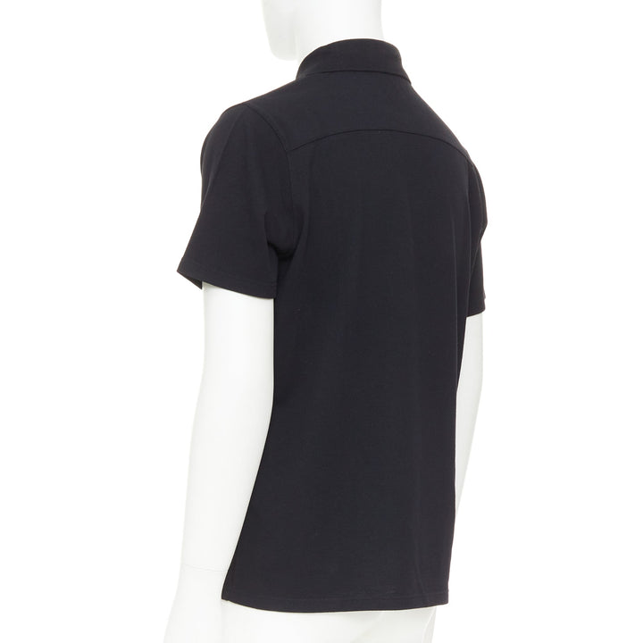 PRADA Linea Rossa black cotton pique red pull half zip polo shirt L