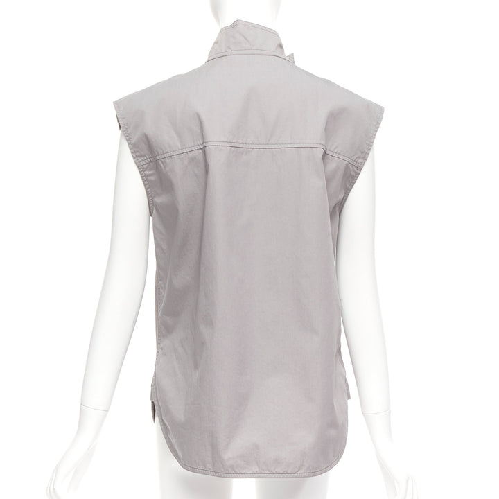 MARNI grey cotton drape cut out collar utility collar boxy top IT36 XS