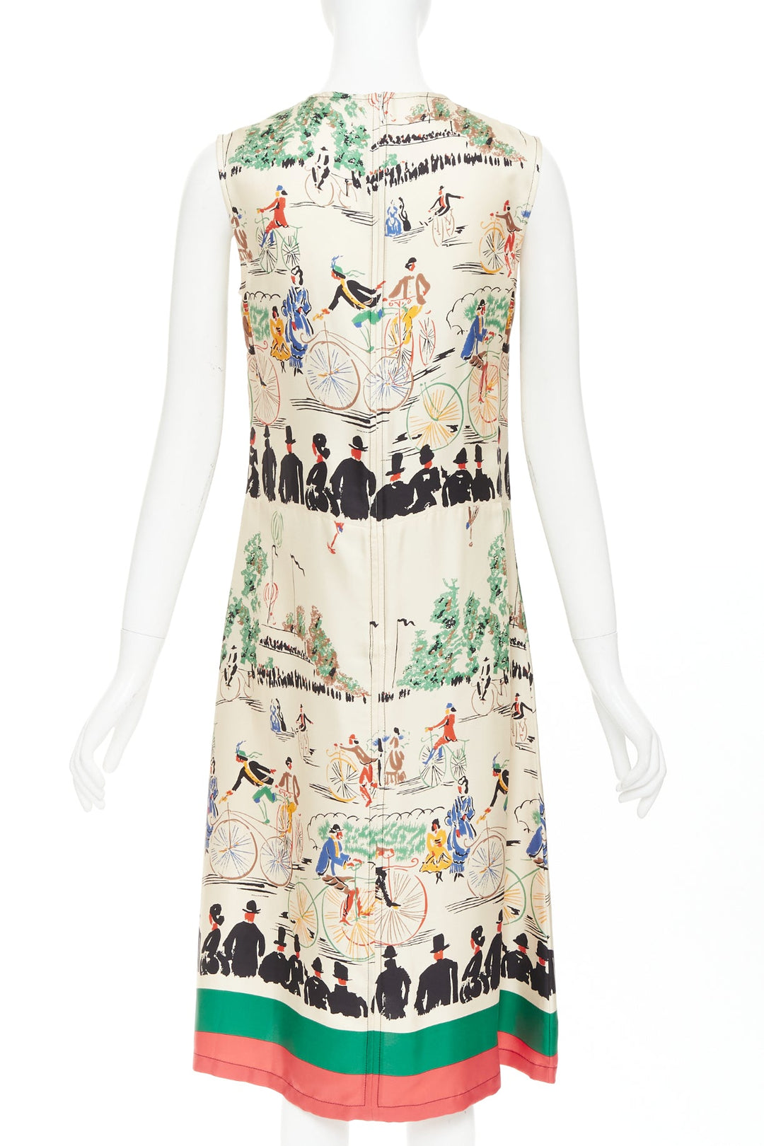 rare CELINE Phoebe Philo cream multicolor mulberry silk cyclist dress FR38 M