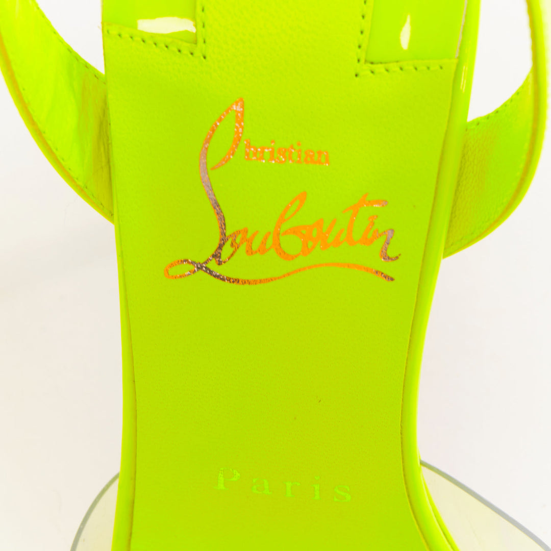 CHRISTIAN LOUBOUTIN Spikaqueen 100 yellow PVC strass degrade pump EU36.5 US6.5