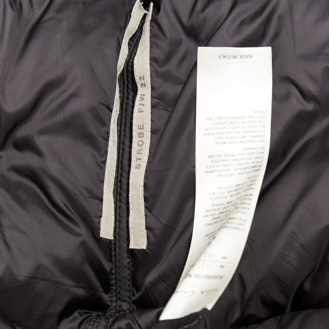 RICK OWENS 2022 Strobe black goose down oversized cocoon boxy puff bomber IT48 M