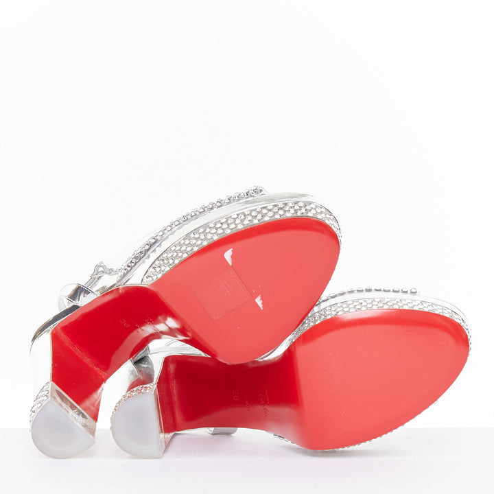 CHRISTIAN LOUBOUTIN Bridal Cassandrissima Alta 130 crystal silver platform EU36