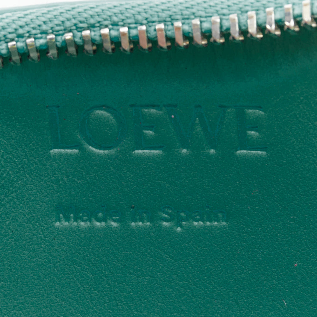 LOEWE teal blue leather hippo anagram pine charm logo zip holder