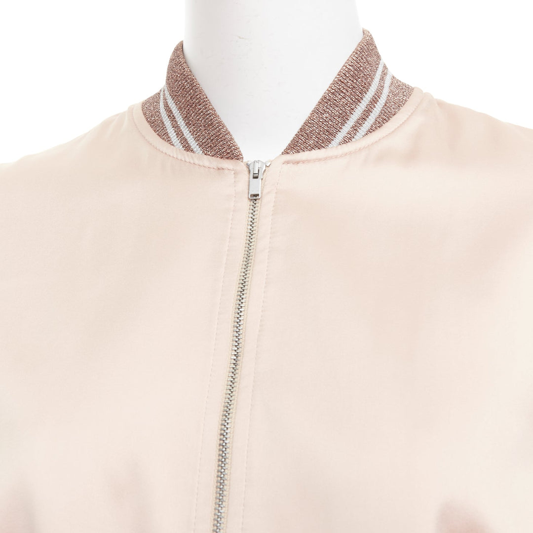 SAINT LAURENT 2016 Hedi Slimane blush satin Love sequin bomber FR36 S