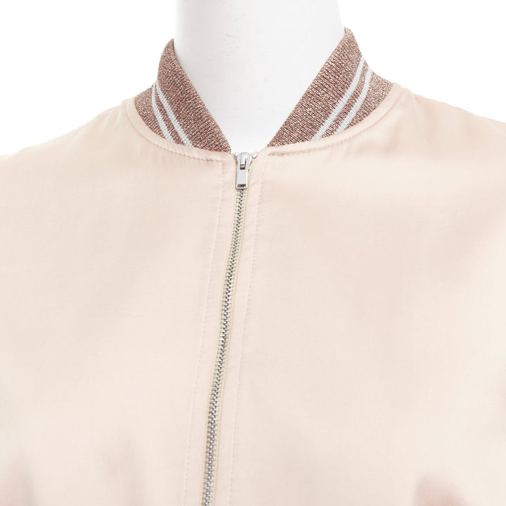 SAINT LAURENT 2016 Hedi Slimane blush satin Love sequin bomber FR36 S