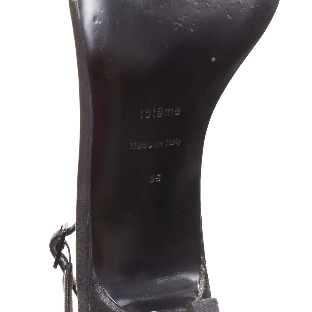TOTEME The Strappy Heel 55 black leather square toe thin strap sandals EU36