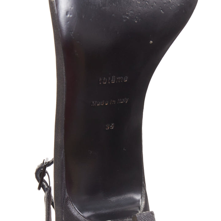TOTEME The Strappy Heel 55 black leather square toe thin strap sandals EU36